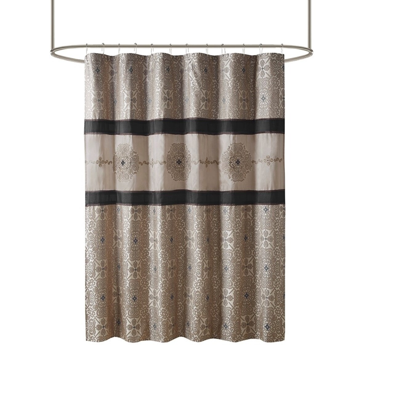 Gracie Mills Kurtis Medallion Jacquard Embroidered Shower Curtain - Grace-7786
